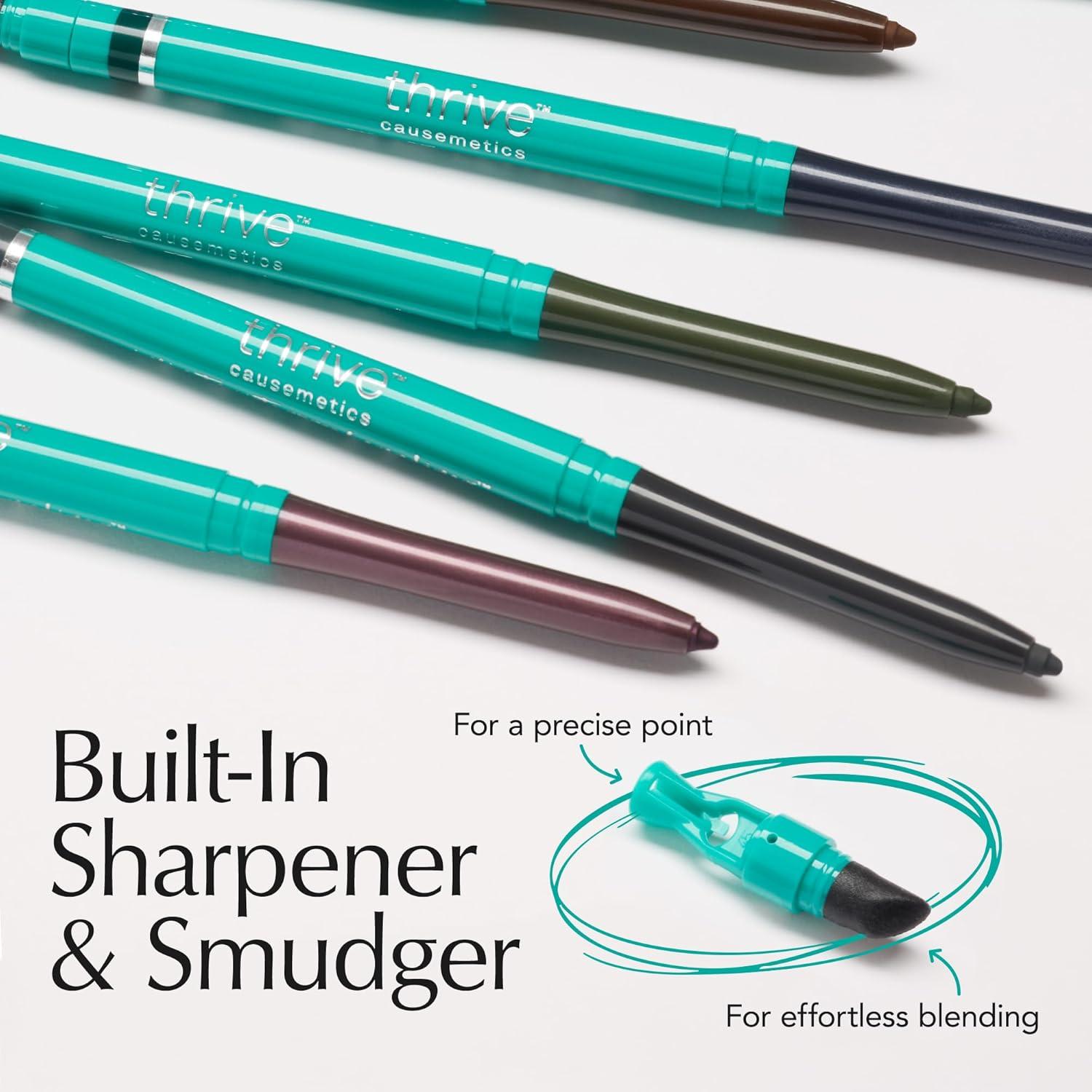 imageThrive Causemetics Infinity Waterproof Eyeliner Pencil Built In Sharpener ampamp Smudge Tip Long Lasting Smudge Proof Hyaluronic Acid ampamp Shea Butter Vegan ampamp Cruelty Free Lizzie Moss Green MatteLauren Black Matte