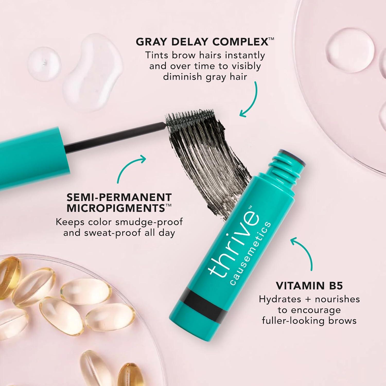 imageThrive Causemetics Instant Brow Fix SemiPermanent Eyebrow Gel Waterproof Tinted Eye Brow Gel with Vitamin B5 SmudgeProof Vegan ampamp Cruelty Free Blanka TaupeNan Charcoal