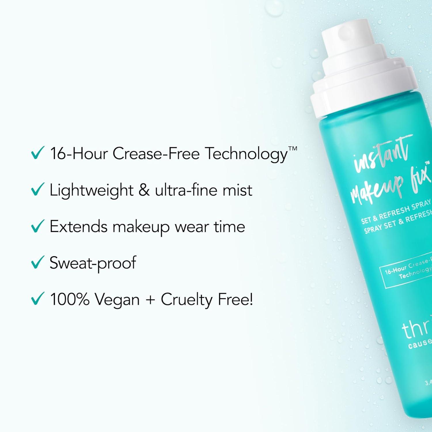 imageThrive Causemetics Instant Makeup Fix Set ampamp Refresh Spray Makeup Setting Spray with Hyaluronic Acid Lightweight Hydrating ampamp Long Lasting Face Spray 16 Hour Wear Vegan ampamp Cruelty Free 34 fl oz