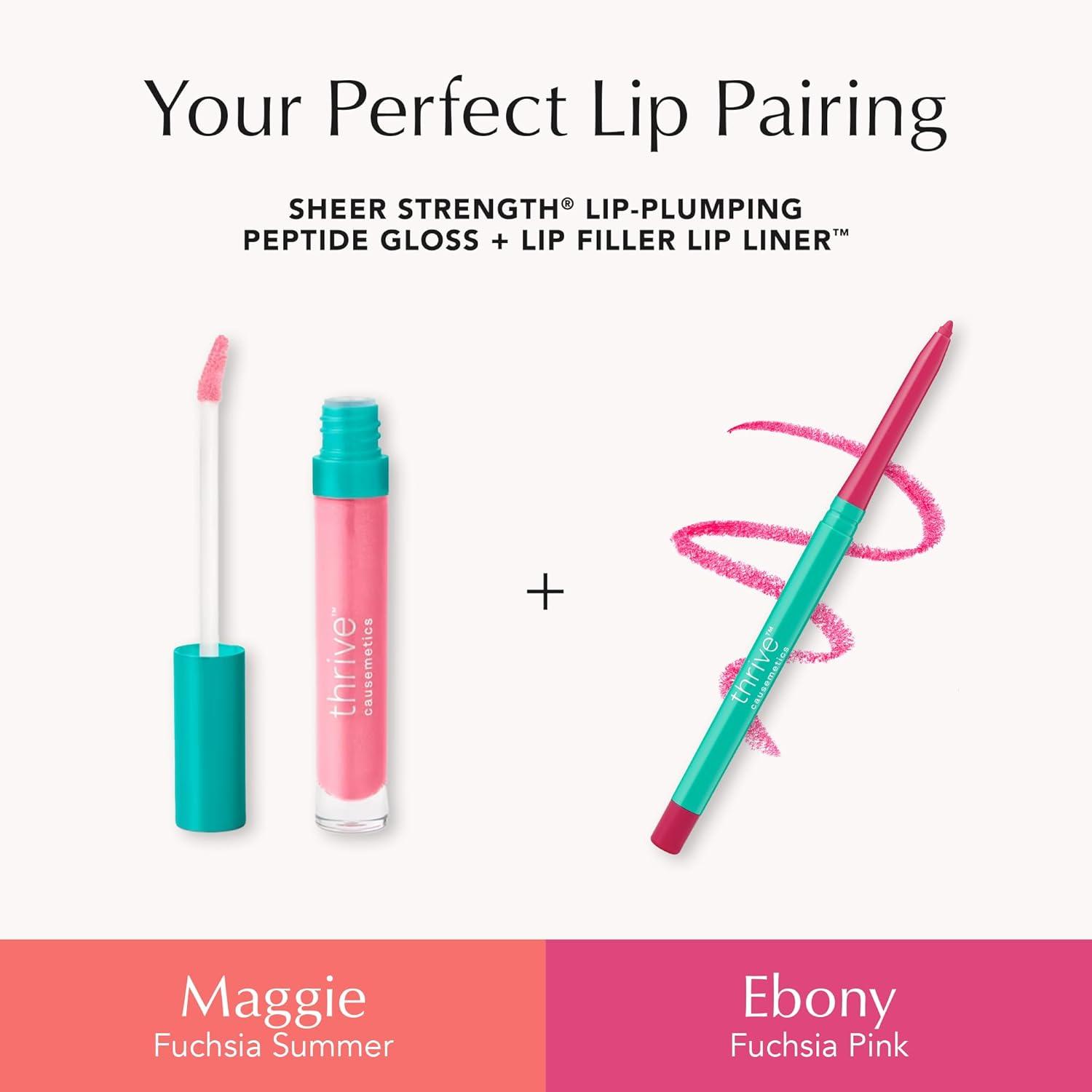 imageThrive Causemetics Lip Filler LongWearing  Plumping Lip Liner Shea Butter Hydrating Lip Plumper Retractable Lip Liner Pencil Built In Sharpener Vegan ampamp Cruelty Free Jesse Pale Rose GingerEbony Fuchsia Pink