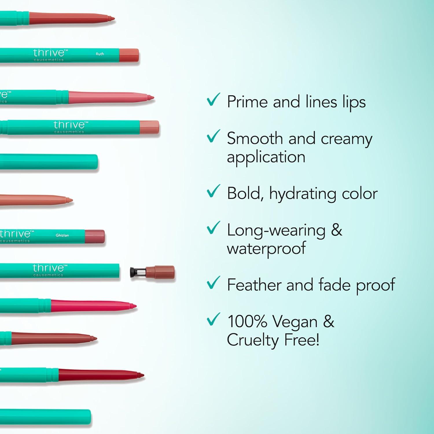 imageThrive Causemetics Lip Filler LongWearing  Plumping Lip Liner Shea Butter Hydrating Lip Plumper Retractable Lip Liner Pencil Built In Sharpener Vegan ampamp Cruelty Free Jesse Pale Rose GingerKackie Mocha
