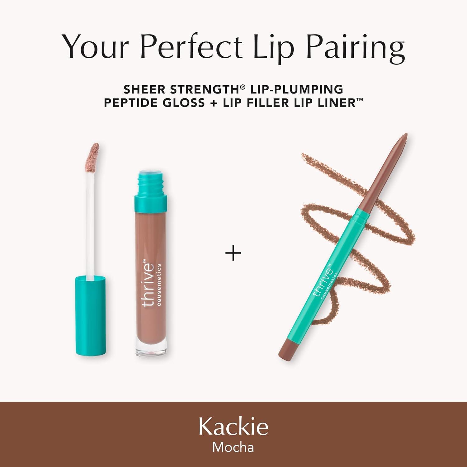 imageThrive Causemetics Lip Filler LongWearing  Plumping Lip Liner Shea Butter Hydrating Lip Plumper Retractable Lip Liner Pencil Built In Sharpener Vegan ampamp Cruelty Free Jesse Pale Rose GingerKackie Mocha