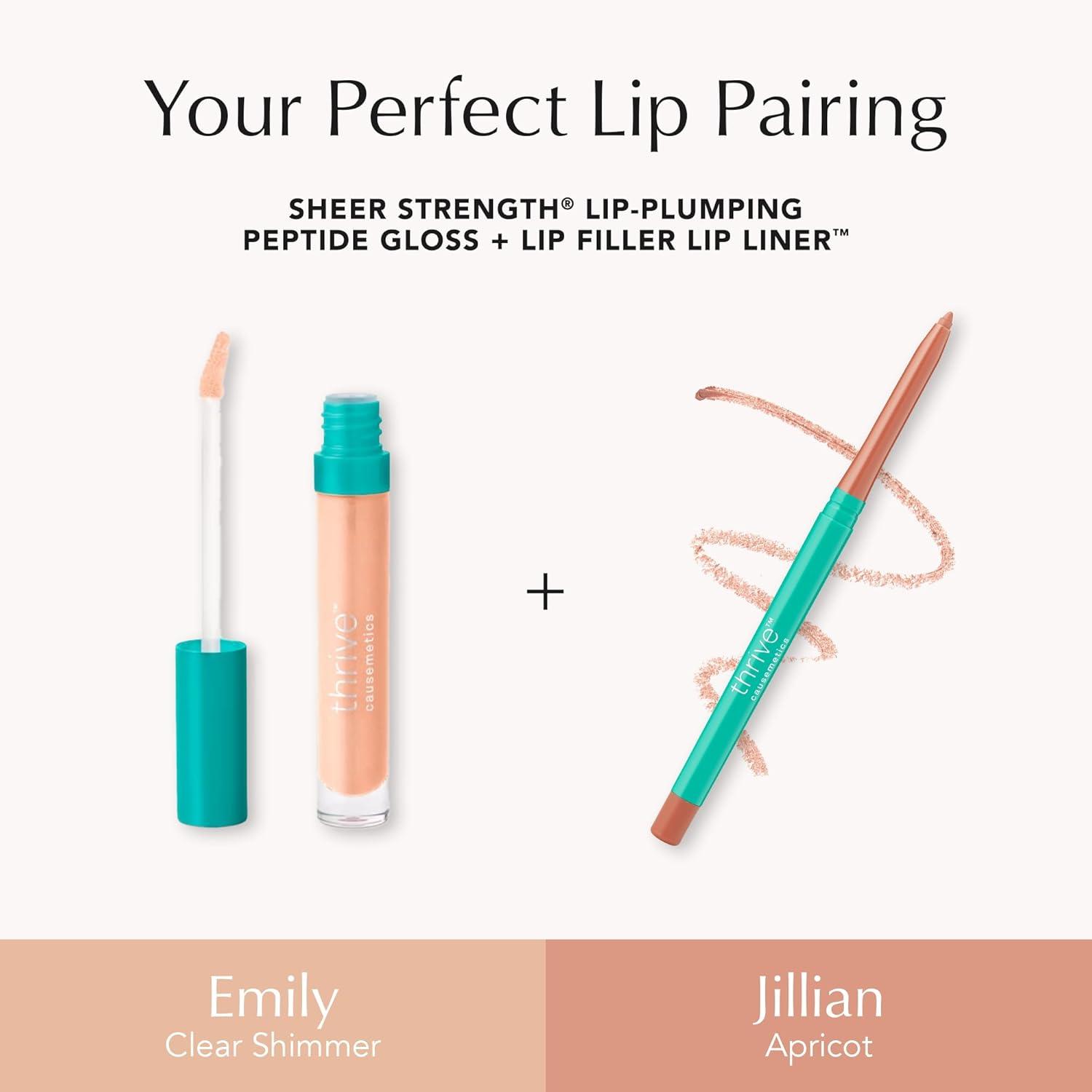 imageThrive Causemetics Lip Filler LongWearing  Plumping Lip Liner Shea Butter Hydrating Lip Plumper Retractable Lip Liner Pencil Built In Sharpener Vegan ampamp Cruelty Free Jesse Pale Rose GingerJillian Apricot