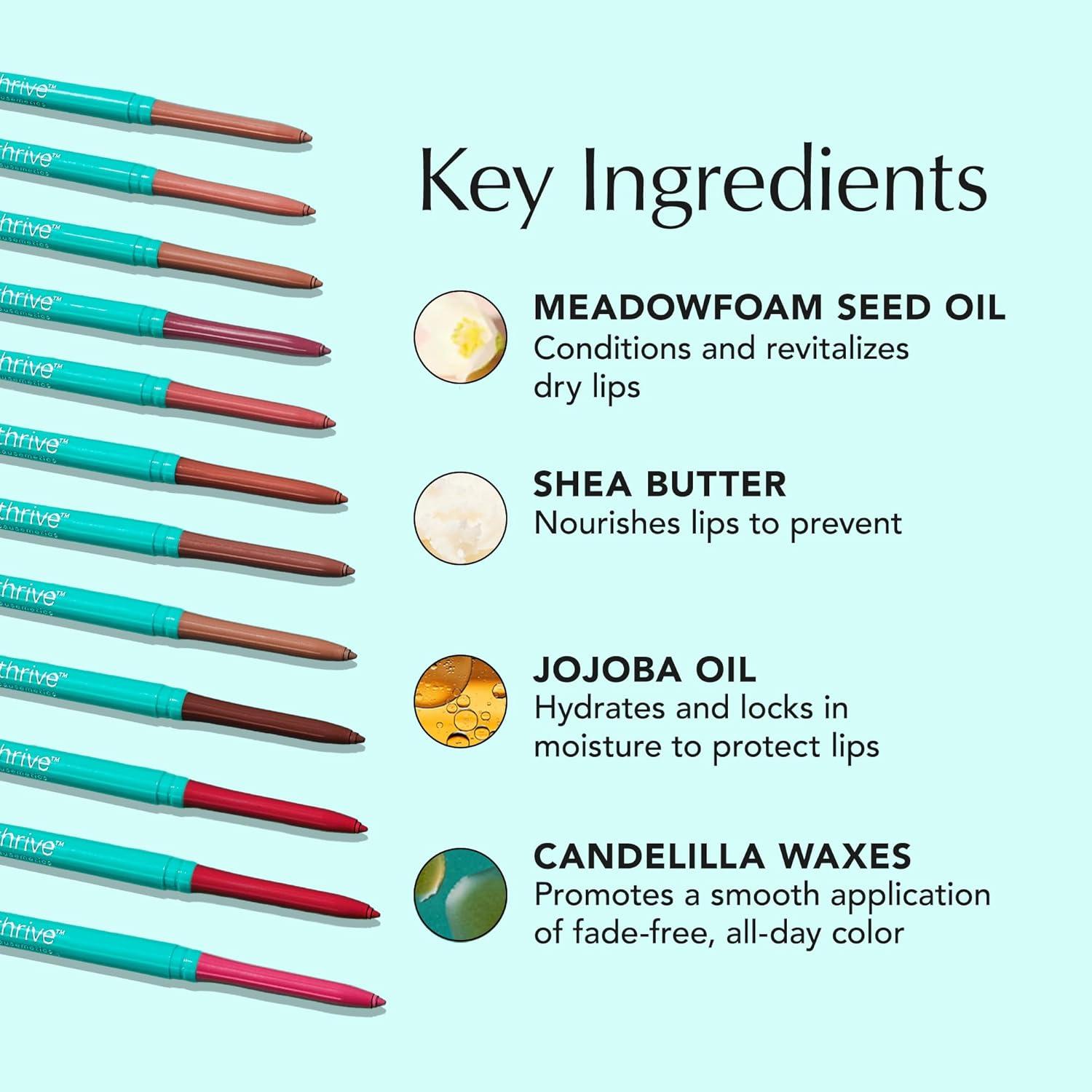 imageThrive Causemetics Lip Filler LongWearing  Plumping Lip Liner Shea Butter Hydrating Lip Plumper Retractable Lip Liner Pencil Built In Sharpener Vegan ampamp Cruelty Free Jesse Pale Rose GingerMonique Maple