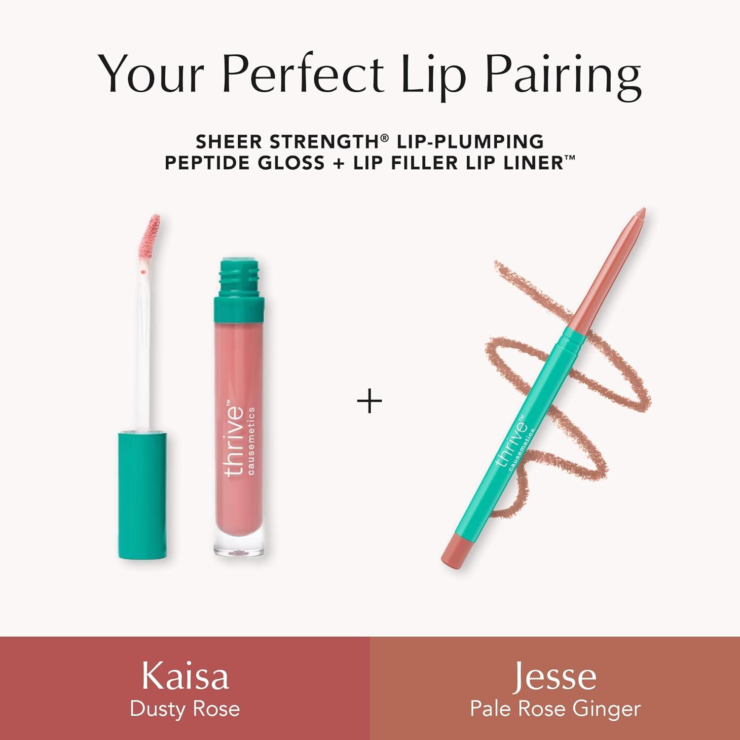 imageThrive Causemetics Lip Filler LongWearing  Plumping Lip Liner Shea Butter Hydrating Lip Plumper Retractable Lip Liner Pencil Built In Sharpener Vegan ampamp Cruelty Free Jesse Pale Rose GingerJesse Pale Rose Ginger