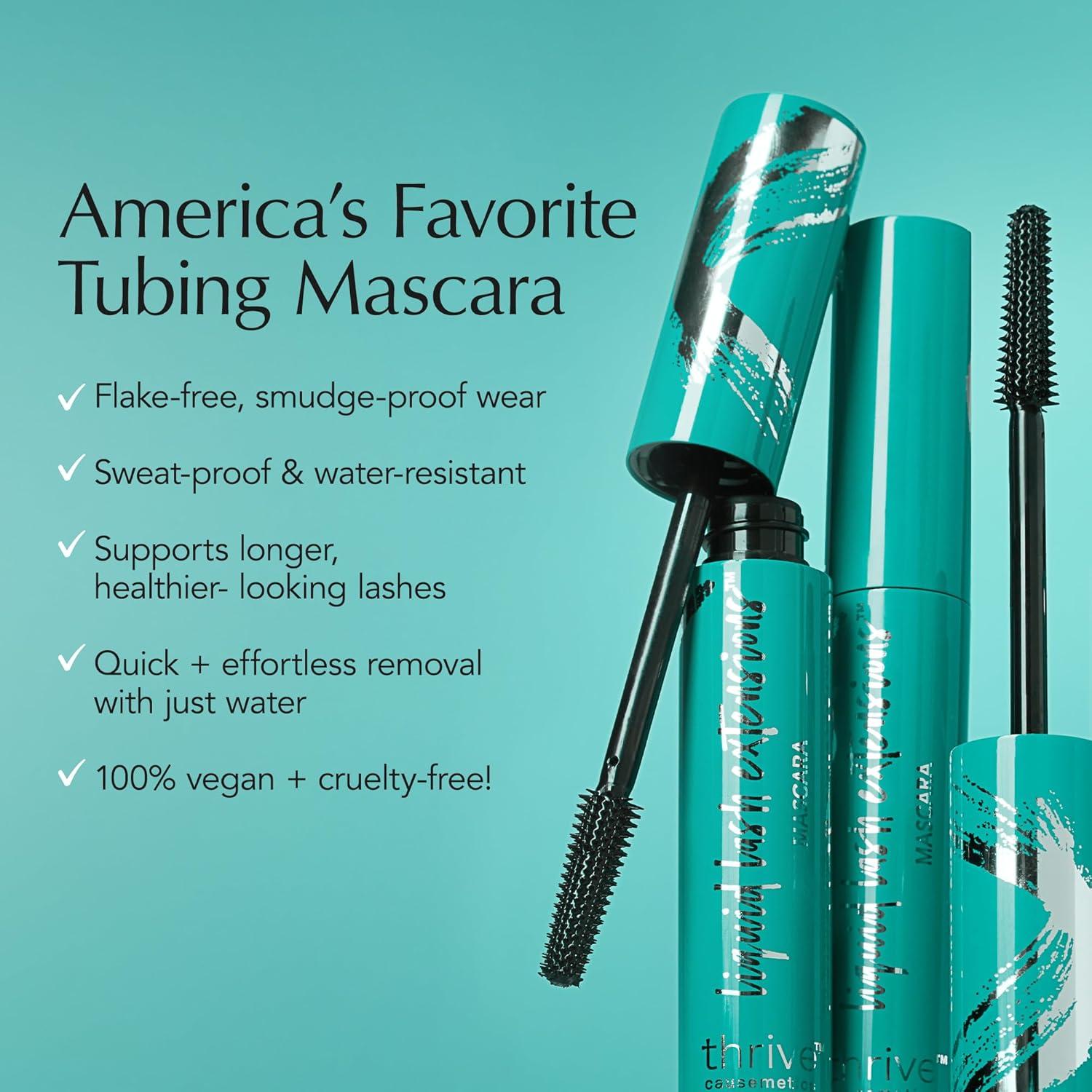 imageThrive Causemetics Liquid Lash Extensions Mascara Tubing Thrive Mascara Lengthening Volumizing ampamp Curling Smudge Proof Washable No Clumping or Flaking Vegan ampamp Cruelty Free Nola Deep BlueCrystal Brown Black
