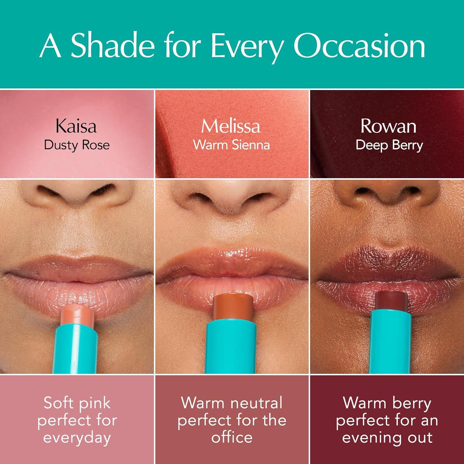 imageThrive Causemetics Sheer Strength Hydrating Lip Tint Trio ampamp Makeup Bag Long Lasting Hydration Lightweight Moisturizing Tinted Lip Cream Formula Vegan ampamp Cruelty Free 3 Shades Rowan Kaisa Melissa