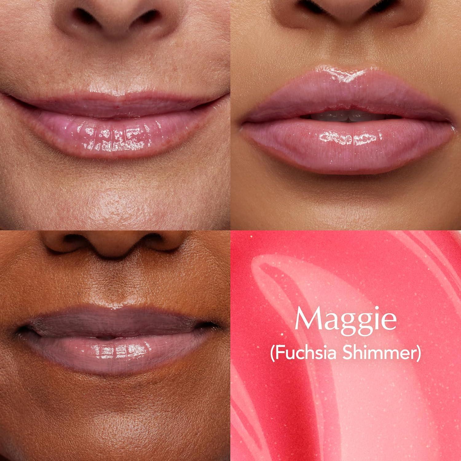 imageThrive Causemetics Sheer Strength Lip Plumping Peptide Gloss Lip Plumper with Vitamin E Peptides Plumps Smooths ampamp Hydrates Lips High Shine Vegan ampamp Cruelty Free Emily Clear ShimmerMaggie Fuchsia Pink Shimmer