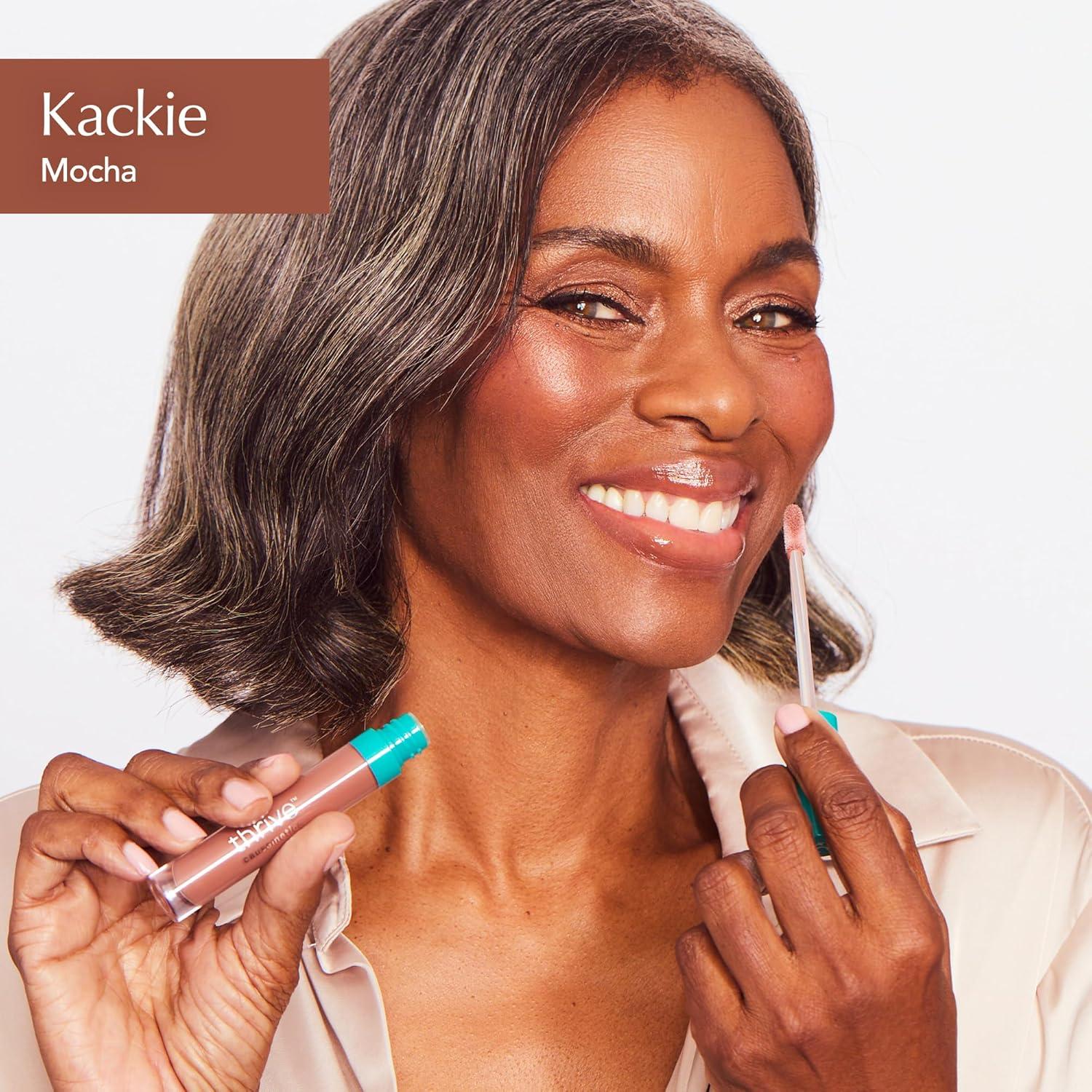 imageThrive Causemetics Sheer Strength Lip Plumping Peptide Gloss Lip Plumper with Vitamin E Peptides Plumps Smooths ampamp Hydrates Lips High Shine Vegan ampamp Cruelty Free Emily Clear ShimmerKackie Mocha