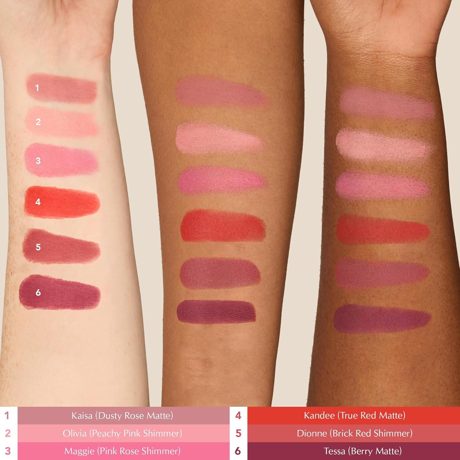 imageThrive Causemetics Triple Threat Color Stick Cream Blush Stick with Vitamin E Evening Primrose Oil Waterproof Smudge Proof Face Makeup Olivia Peachy Pink ShimmerDionne Brick Red Shimmer