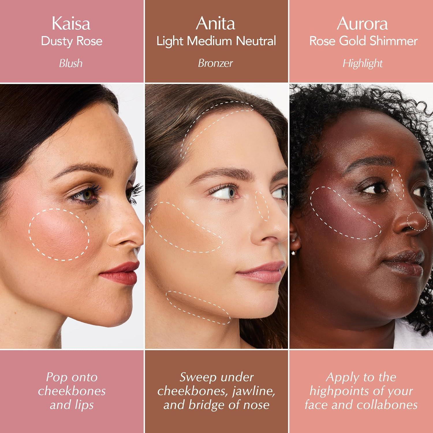 imageThrive Causemetics Triple Threat Color Stick Makeup Bag Bundle Blush Highlighter Bronzer ampamp Contour Stick Vitamin E Evening Primrose Oil Waterproof Smudge Proof Face Makeup Formula 3 Shades