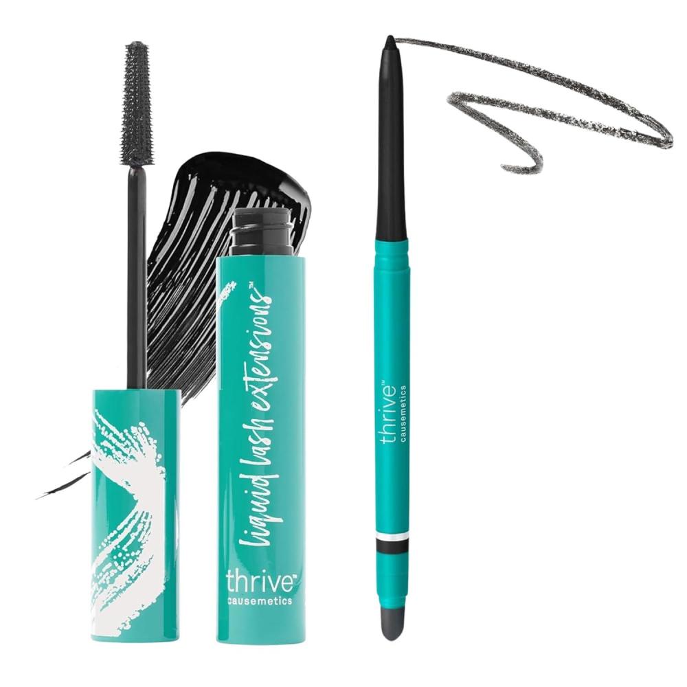 imageThrive Causemetics Liquid Lash Extensions Mascara Brynn Rich Black ampamp Infinity Waterproof Eyeliner Pencil Lauren Black Matte