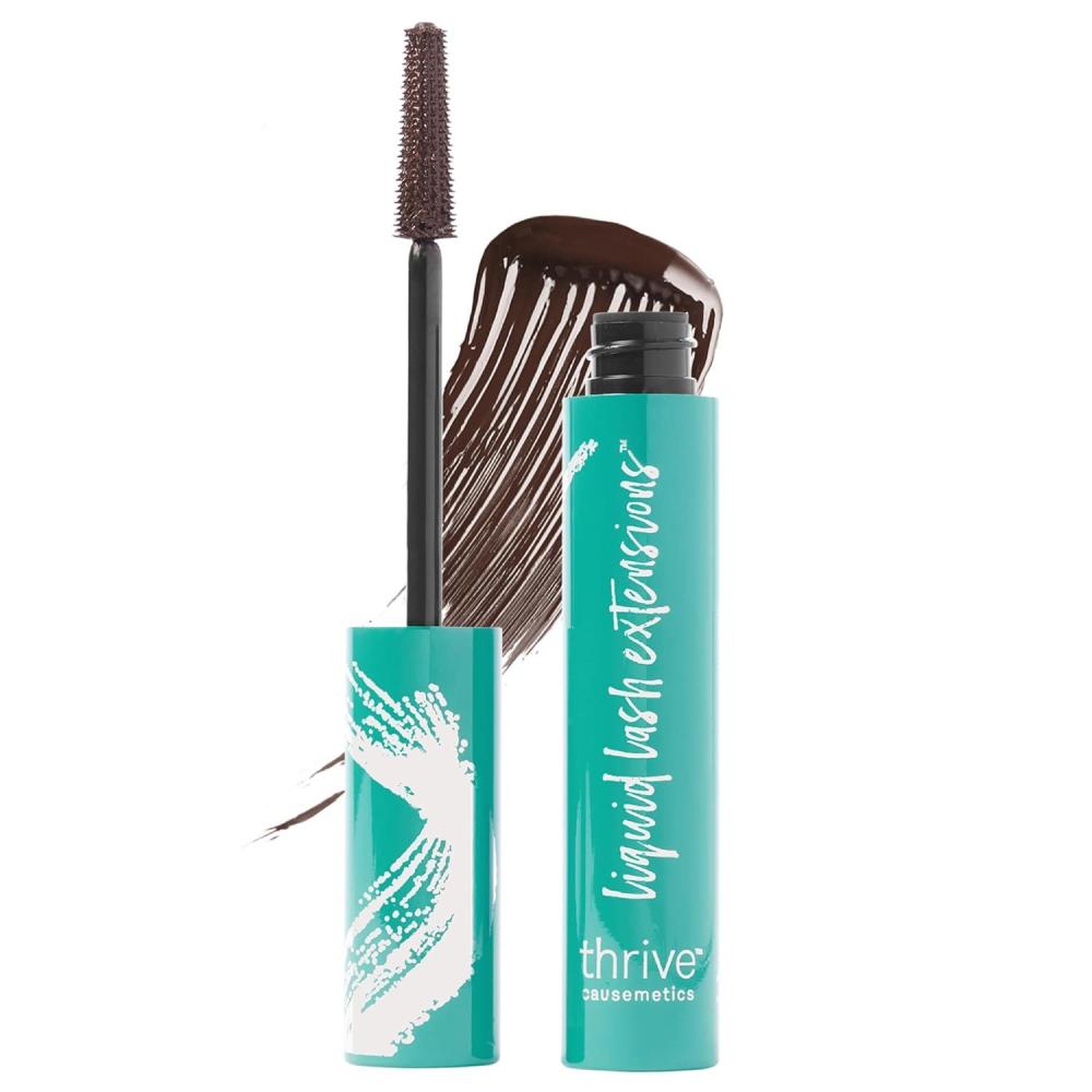 imageThrive Causemetics Liquid Lash Extensions Mascara Tubing Thrive Mascara Lengthening Volumizing ampamp Curling Smudge Proof Washable No Clumping or Flaking Vegan ampamp Cruelty Free Nola Deep BlueCrystal Brown Black