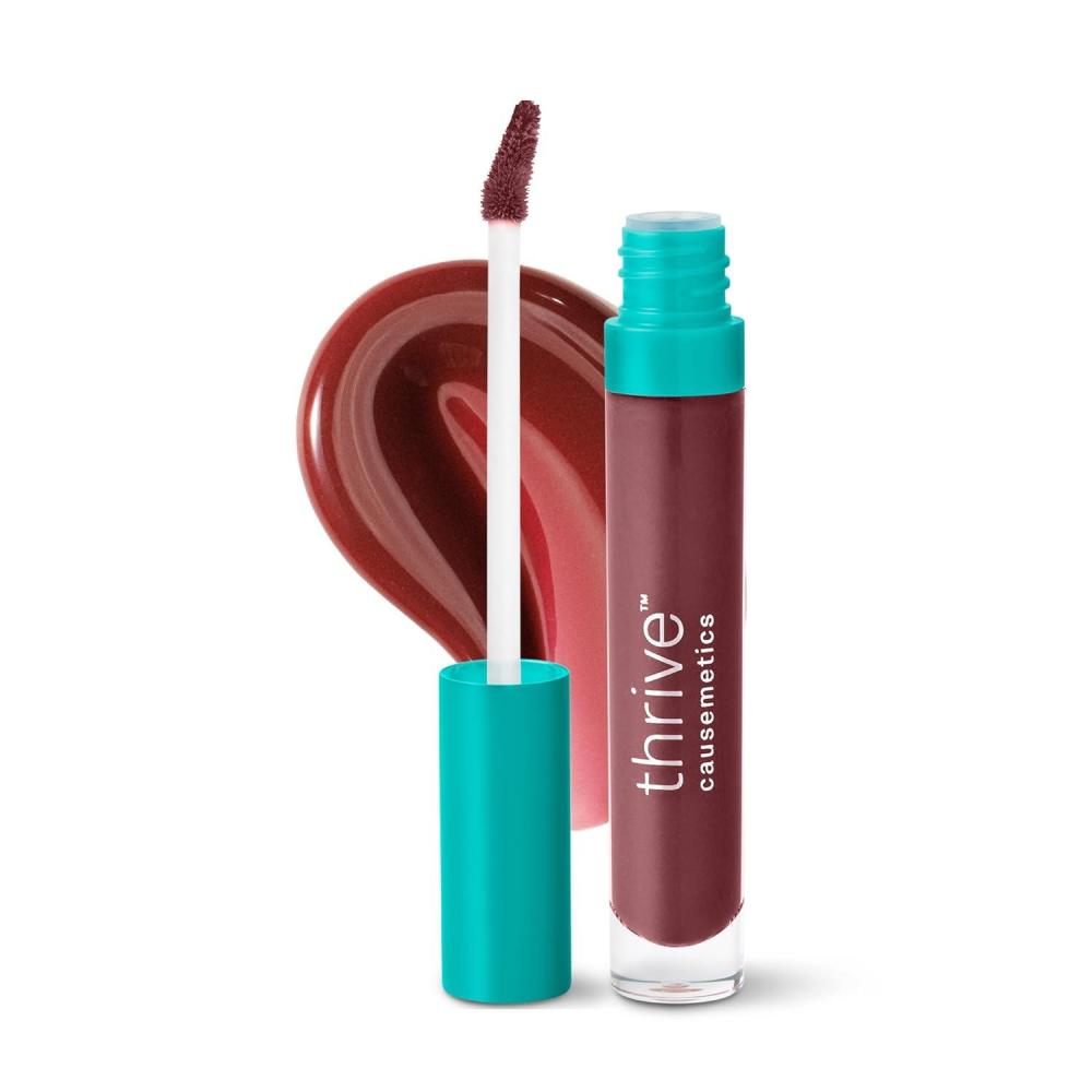 imageThrive Causemetics Sheer Strength Lip Plumping Peptide Gloss Lip Plumper with Vitamin E Peptides Plumps Smooths ampamp Hydrates Lips High Shine Vegan ampamp Cruelty Free Emily Clear ShimmerLiliana Deep Berry