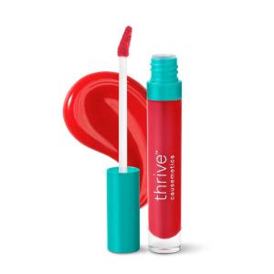 Thrive Causemetics Sheer Strength Lip Plumping Peptide Gloss, Lip Plumper with Vitamin E, Peptides, Plumps, Smooths & Hydrates Lips, High Shine, Vegan & Cruelty Free, Emily (Clear Shimmer)(Jessica (Raspberry Red))