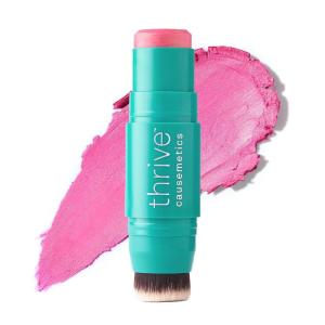 Thrive Causemetics Triple Threat Color Stick: Cream Blush Stick with Vitamin E, Evening Primrose Oil, Waterproof Smudge Proof Face Makeup, Olivia (Peachy Pink Shimmer)(Maggie (Rose Shimmer))