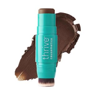 Thrive Causemetics Triple Threat Color Stick: Cream Bronzer & Contour Stick with Vitamin E, Evening Primrose Oil, Waterproof Smudge Proof Face Makeup, Anita (Light Medium Neutral)(Adrienne (Deep Tan Neutral))