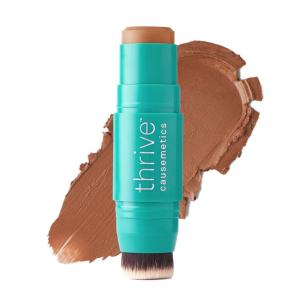 Thrive Causemetics Triple Threat Color Stick: Cream Bronzer & Contour Stick with Vitamin E, Evening Primrose Oil, Waterproof Smudge Proof Face Makeup, Anita (Light Medium Neutral)(Ariana (Medium Warm))