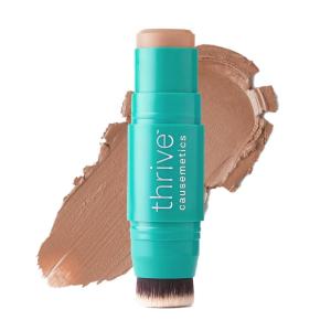 Thrive Causemetics Triple Threat Color Stick: Cream Bronzer & Contour Stick with Vitamin E, Evening Primrose Oil, Waterproof Smudge Proof Face Makeup, Anita (Light Medium Neutral)(Mo (Fair Light Neutral))
