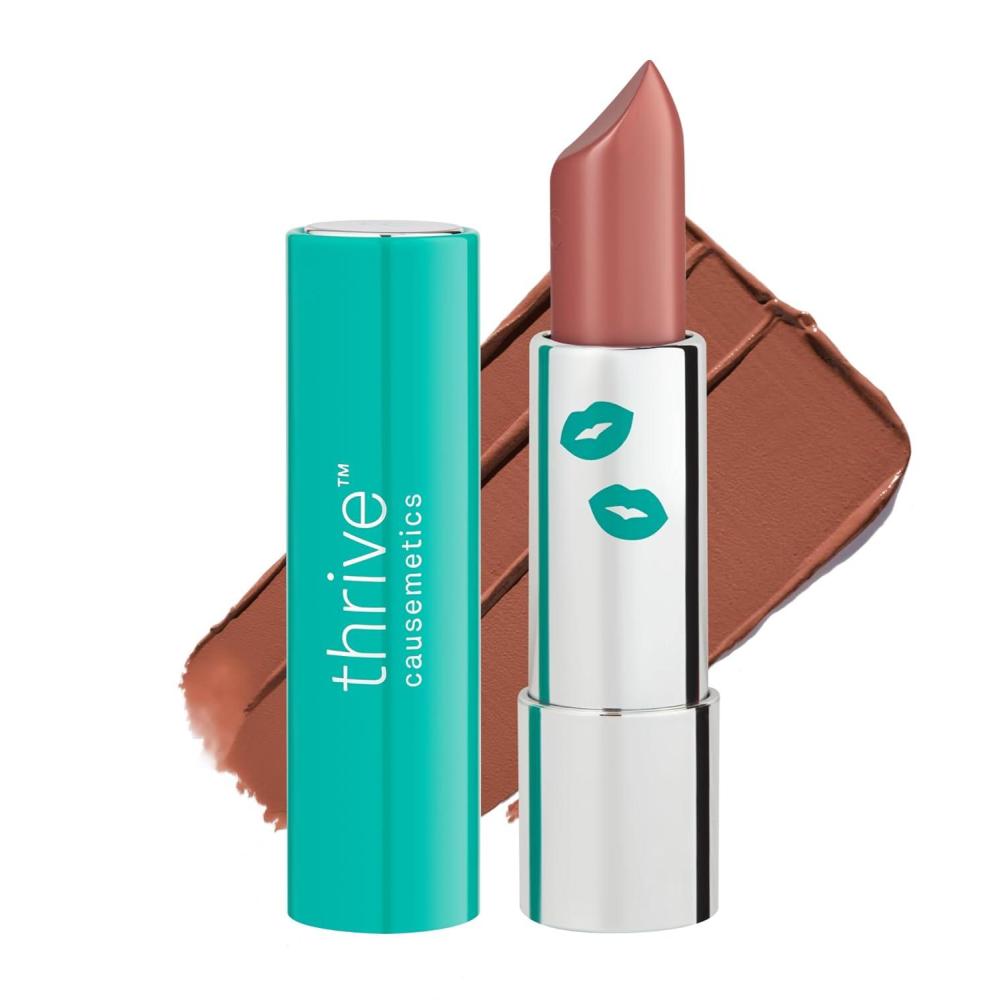 imageThrive Causemetics ImpactFULL Smoothing Lipstick Moisturizing Lip Makeup Essential with Vitamin E Lightweight Creamy Lipstick for Women Long Lasting Vegan Shade Jenni Pink MauveRuth Peach Taupe