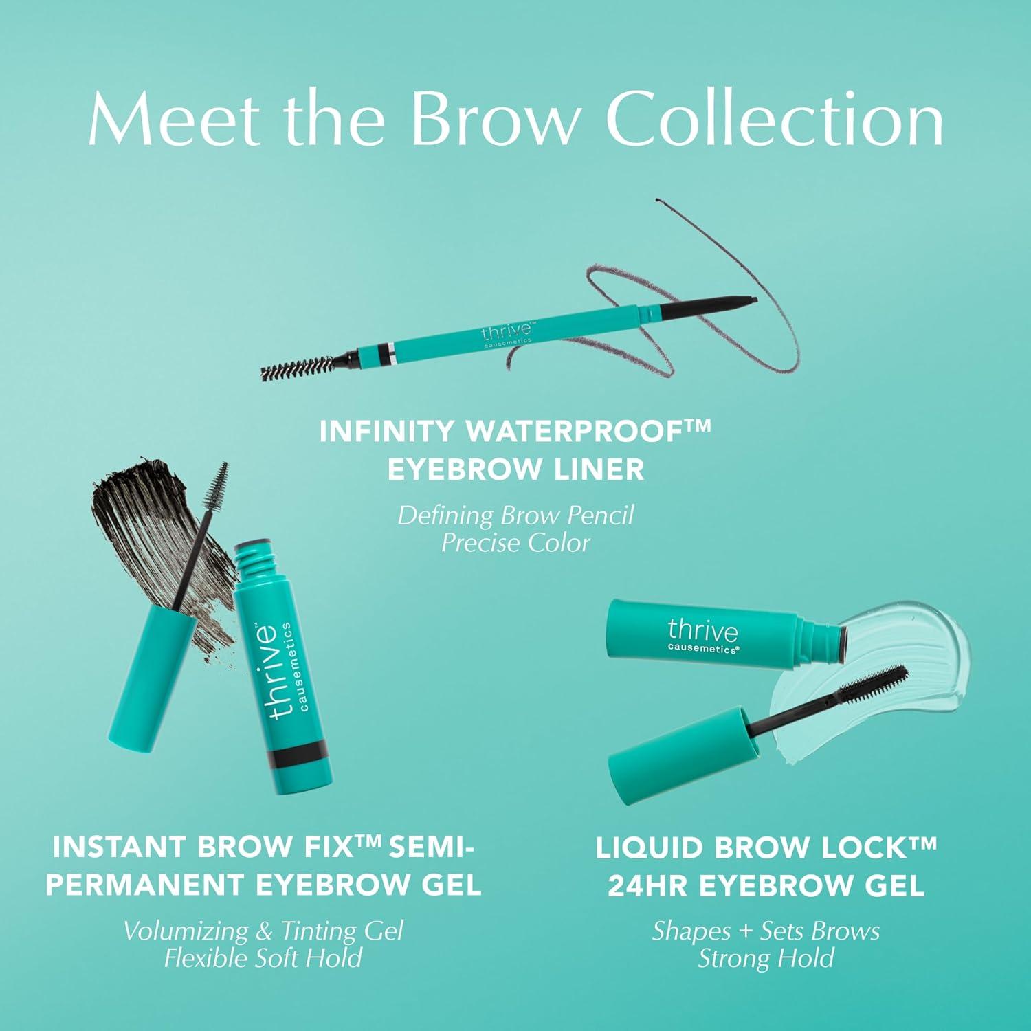 imageThrive Causemetics Liquid Brow Lock 24Hr Lifting Eyebrow Gel Waterproof Conditioning Brow Gel with Biotin Hyaluronic Acid ampamp Vitamin B5 Makeup Essential Dual Sided Precision Brush Vegan Clear