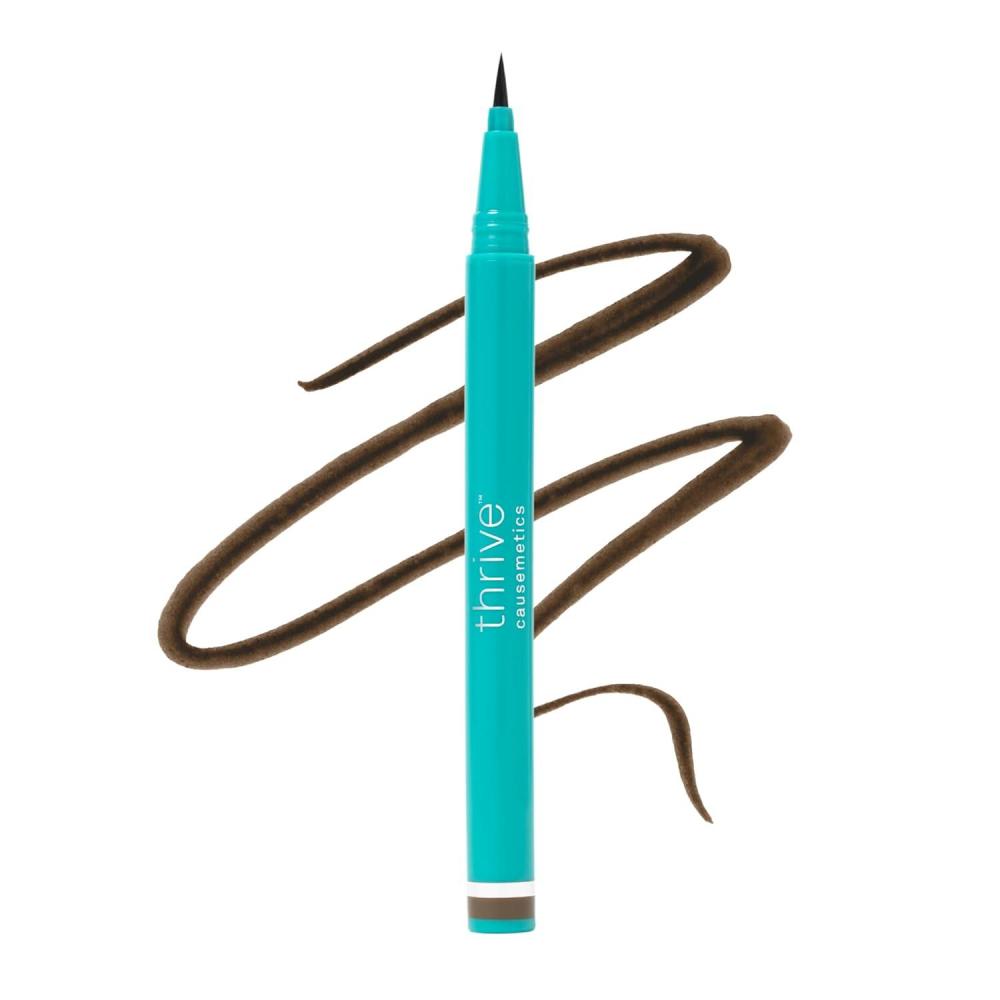 imageThrive Causemetics Infinity Waterproof Brown Liquid Eyeliner Pen Eye Makeup Essential with Biotin for Women Water Based Eyeliner Feather Free Brush Tip Vegan Shade Ella Brown MatteElla Brown Matte