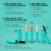 Thrive Causemetics Mini Makeup Essentials, Gift Set for Women, Deluxe Mini Liquid Lash Extensions & Volumizer Mini Mascaras, Brynn (Rich Black), Mini Eye Brightener Highlighter Sticks – 3 Shades